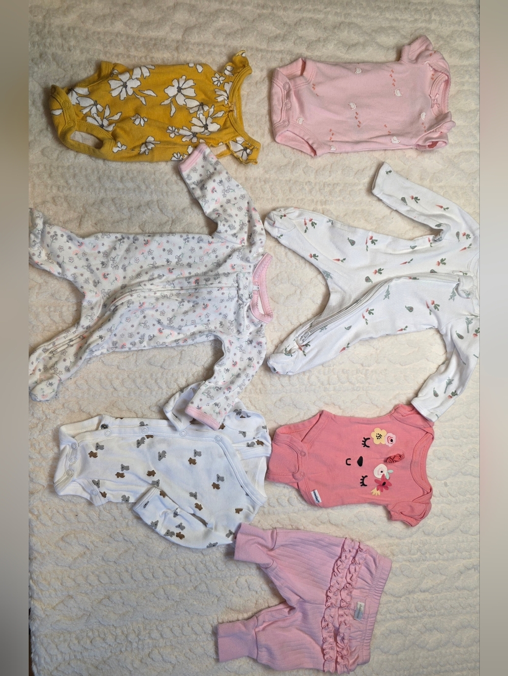 Preemie Baby Girl Lot Carter’s Gerber Simple Joys 7 Pc